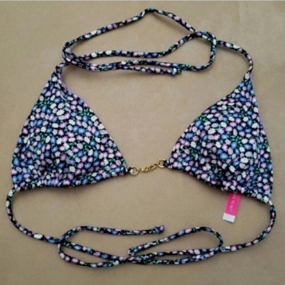 Victoria's Secret Triangle Floral bikini top w/ Chain